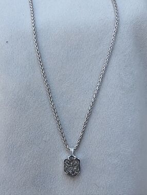 Kendra Scott  Silver Druzy Pendant Necklace Platinum Plated